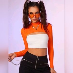 NWOT Mock Neck Super Crop Shrug Top